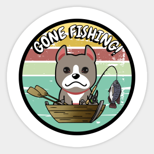 Cute grey dog has gone fishing Sticker